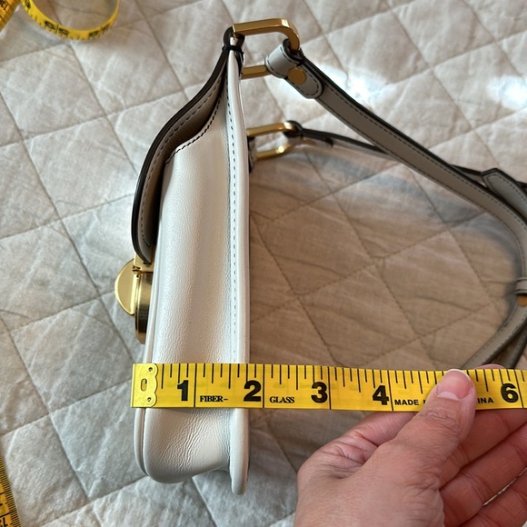 Tory Burch Crossbody James Leather Phone Bag -- Ivory with Gold Hardware - Picture 12 of 12